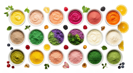 Vibrant assortment of colorful dips and spreads arranged artfully for culinary inspiration