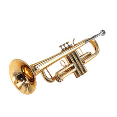 Obraz premium Golden trumpet on transparent background for music branding