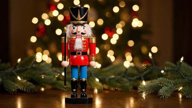 Classic Nutcracker Figurine with Festive Holiday Decorations