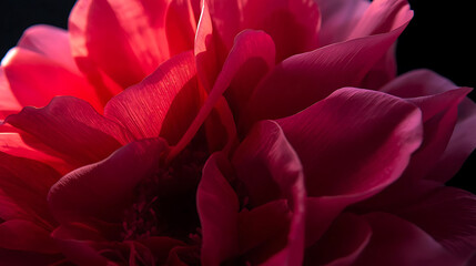 Abstract red flower petals overlapping smooth textures cinematic lighting photorealistic close-up