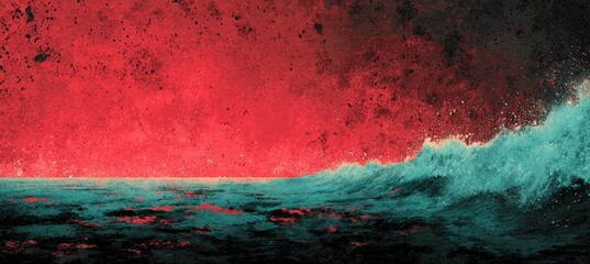 Storm ocean wave dark horror background. Generative AI technology.