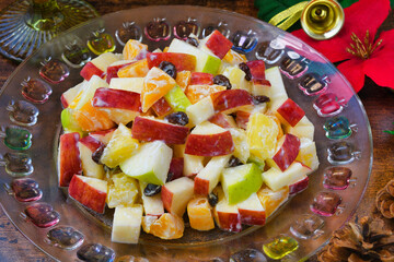 メキシコ　クリスマスのリンゴのサラダ　Mexico:Mexican apple salad　(Ensalada de manzana navideña, Ensalada navideña mexicana, Ensalada de manzana para Navidad,Ensalada navideña, Mexican Christmas Apple Salad) 