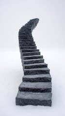 Black Stone Staircase Granite Pieces Leading Upward Sky White Background