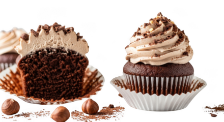 Delicious chocolate cupcakes with creamy frosting and nuts a sweet treat for any occasion