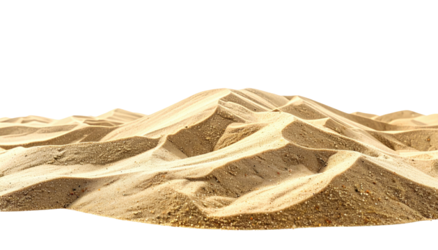 Wide shot of a sandy landscape with dunes