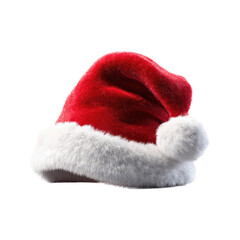 Red Santa Hat on White Background, Classic Christmas Accessory