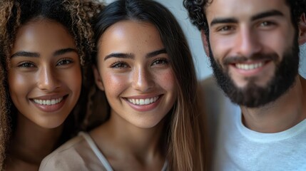 Three people smiling and posing for a photo.