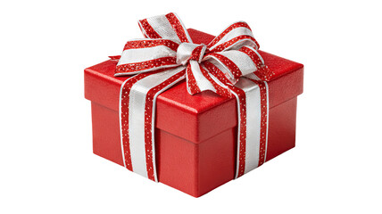 Fototapeta premium 3d cartoon gift box icon isolated on white high resolution colorful present with ribbon bow glossy render cute festive packaging clipart for apps web ui stickers emojis and holiday design
