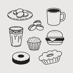 fast food icons set