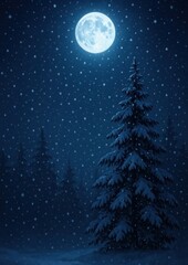 Naklejka premium Serene snowy night landscape.