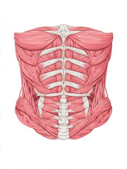 educational illustration of abdominal muscles, simple medical diagram style, clear outlines, white background.