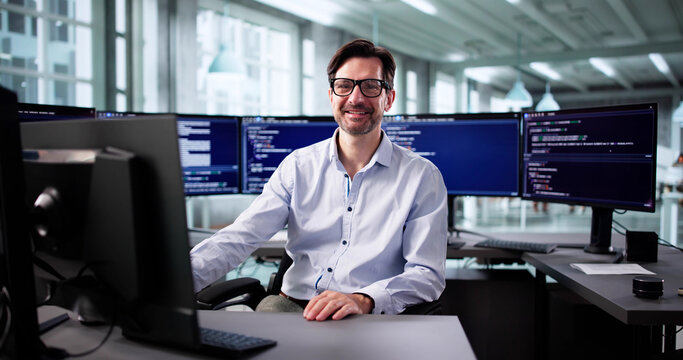 Senior Programmer Working On Web Development Code