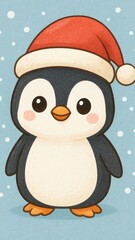 Fototapeta premium Cute penguin festive mobile wallpaper