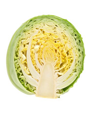 Close-up of a cut cabbage, showcasing its layers and vibrant colors