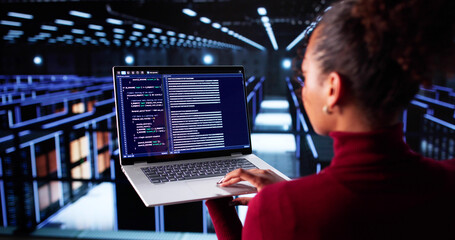 Female Cloud Engineer Configuring AI Technology
