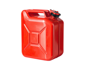 Red metal fuel can, isolated