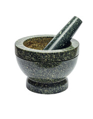 Dark green granite mortar and pestle
