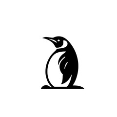 Obraz premium Black silhouette vector illustration of a standing penguin. 