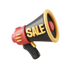 Sale megaphone with 3D rendering, and isolated.