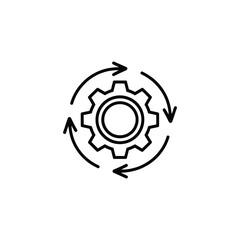 Gear with circular arrows indicating process or workflow