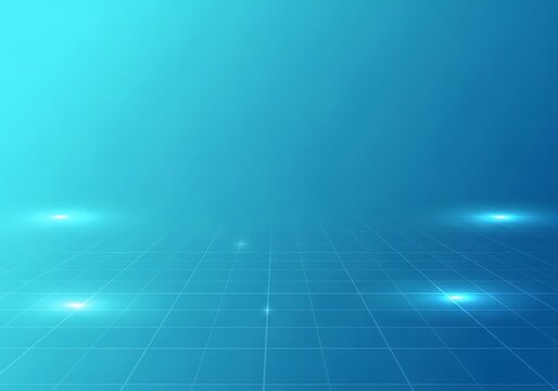 Abstract futuristic blue grid with glowing lights representing digital space