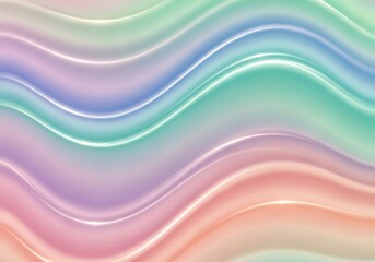 Obraz premium Iridescent wavy fabric texture with pastel rainbow colors, smooth silk surface