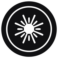 Simple laser warning symbol icon. Black and white vector glyph for radiation or intense light hazard.