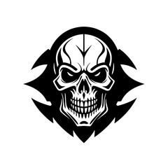 Fototapeta premium Threatening Skull Mascot with Fiery Eyes