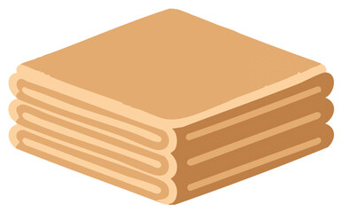 Organized stack of neatly folded beige towels or fresh linens in a flat vector illustration