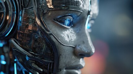 Fototapeta premium Close up of a futuristic cyborg face