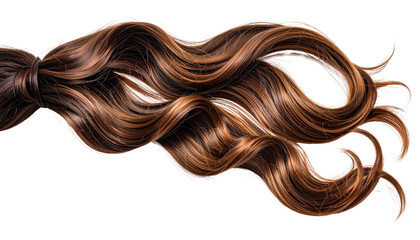 Wavy, auburn-brown hair flowing