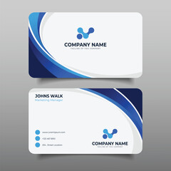 Elegant gradient blue business card template curve design decoration