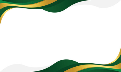 green and gold wave pattern border empty space design template background