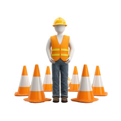 Construction Safety Worker Mannequin with Cones