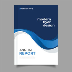 modern dark blue annual report cover template flyer wavy design decoration