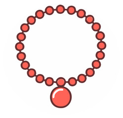 Coral Bead Necklace Jewelry with Pendant Charm Accessory