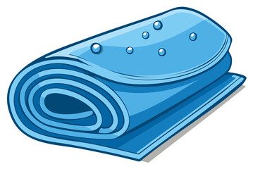 Rolled Blue Yoga Mat with Water Droplets Wet and Clean