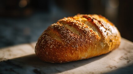 Freshly baked bread with sesame seeds