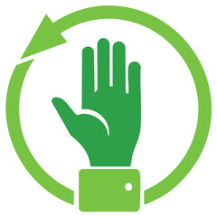 Obraz premium Hand silhouette within a circle with arrow, representing recycling and eco-consciousness.