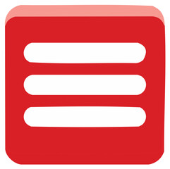 Obraz premium Red 3D hamburger menu icon for user interface and web design