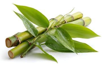 Vibrant green bamboo stalks adorned with fresh water droplets, symbolizing purity, growth, and serene natural beauty for wellness and spa themes.