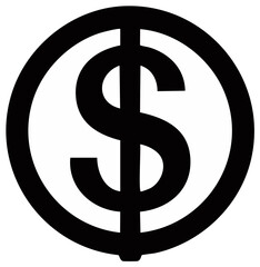 Obraz premium Black Dollar Sign in a Circle Logo Icon Symbol of American Currency