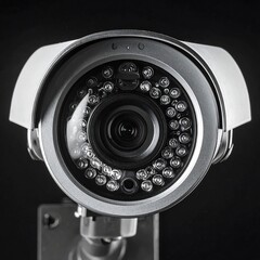 Security Camera - Vigilant Eye in the Night, Surveillance Technology.