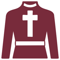 Equestrian Racing Jersey Design with Cross Symbol in Burgundy and White Flat Icon