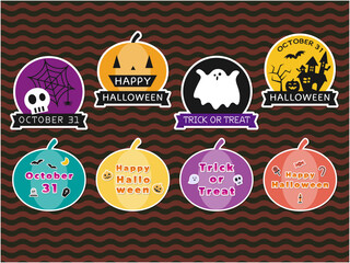 ハロウィンのカードやステッカーに使えるかわいいロゴセット