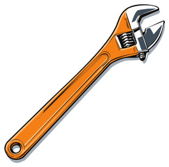 Obraz premium Orange Adjustable Wrench Illustration on White Background