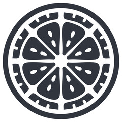 Obraz premium Stylized fruit slice section with segments and rind in a circular design