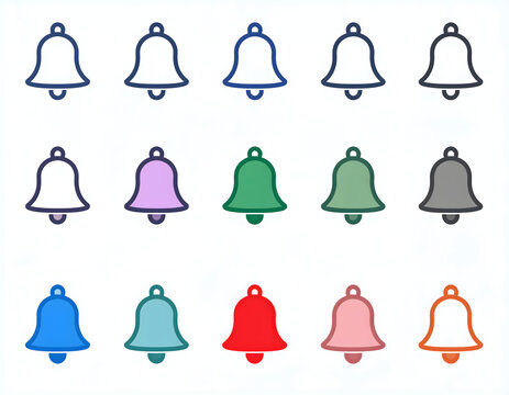 Colorful Bell Notification Icons Set for Web and App UI Design