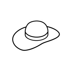 Simple outline drawing of a hat on transparent background