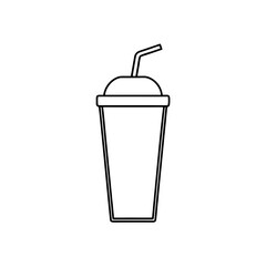 Outline of a drink with straw lid on transparent background